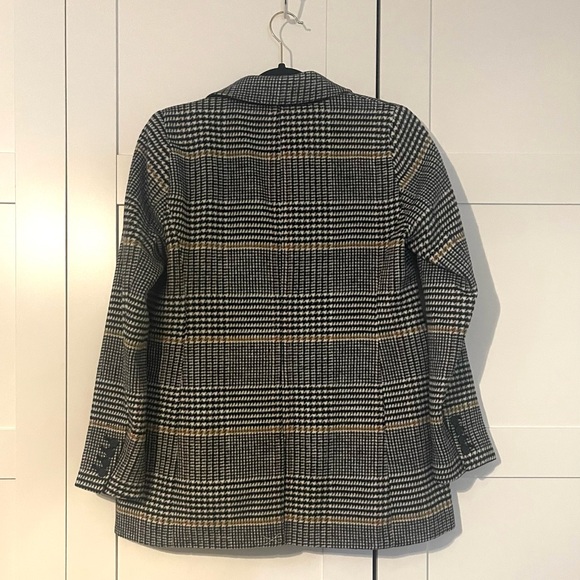 LOFT Plaid Open-Front Blazer in Gray and Tan - Picture 4 of 9